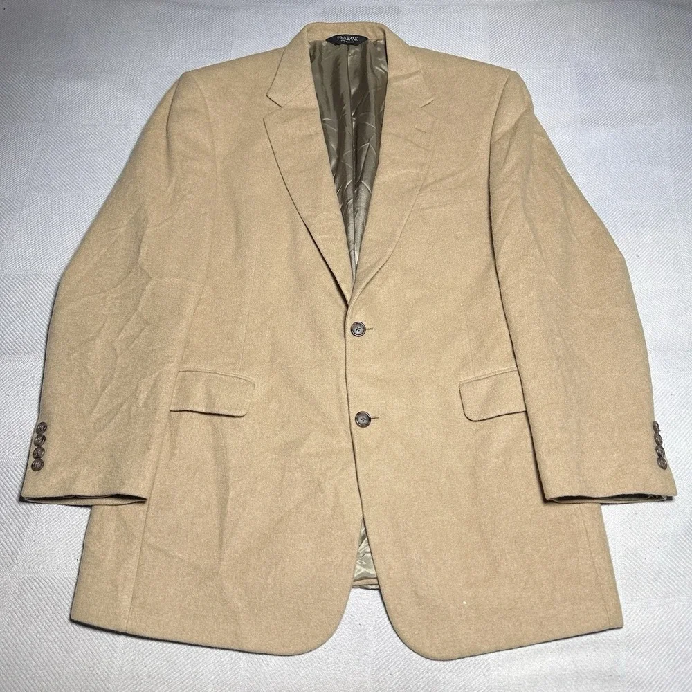 Jos A Bank Blazer Mens 44L Tan 100% Camel Hair Two Button Sports Coat Jacket